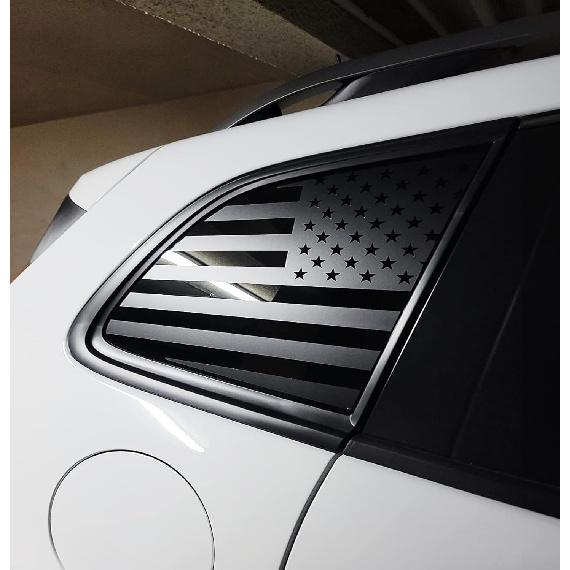 Xinghe for Je@p Cherokee 2014-2023 Rear Side Window American Flag Decal Sticker Matte Black 2pcs, NOT for Je@p Grand Cherokee