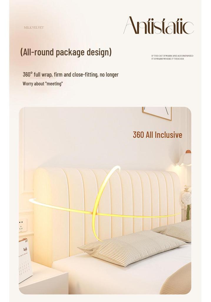 Plush Upholstered Bed Headboard Cover - Thick, Soft, Universal Anti-Collision & Dustproof Full Coverage Backrest Cover