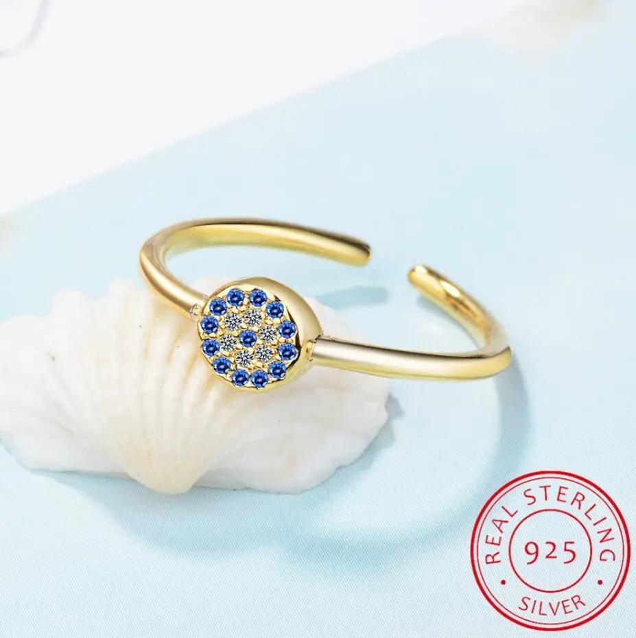 New Promotion Anel Masculino Ring Evil of Eye Ring 925 Sterling Open Ring Evil of Eyes Sliver Adjustable Finger For Women