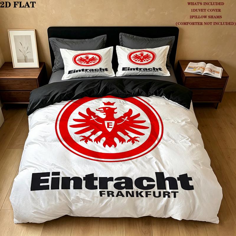 Frankfurt Football Pattern Bedding Quilt Set Quilt Cover Pillowcase Home Birthday Gift(1 * duvet cover + 2 * pillowcase, without core)