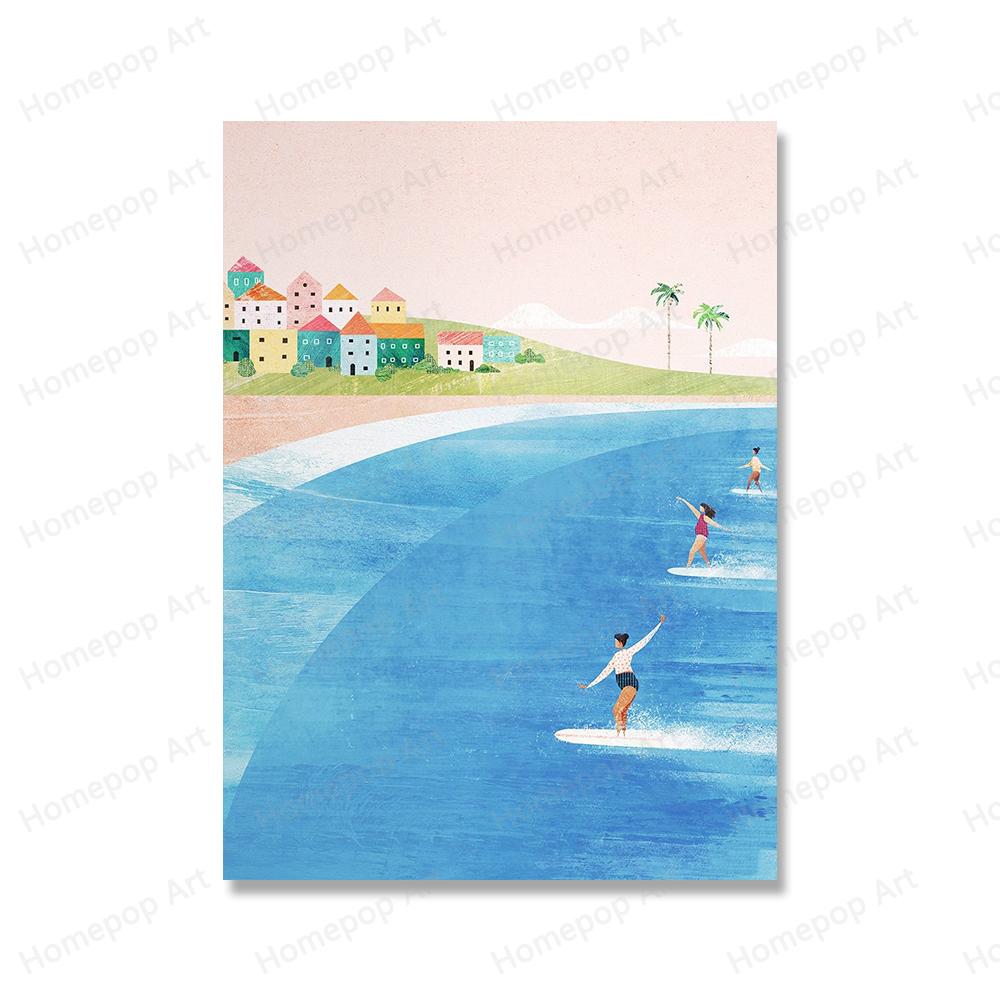 Kaltes Wasser Wildes Schwimmen Leinwand Malerei Drucke Landschaft Flüsse See Poster Tropical Beach Wand Kunst Bilder für Wohnzimmer Dekor