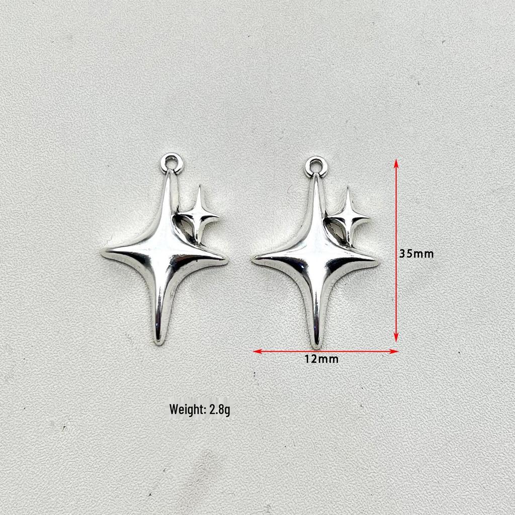 Antique Silver Zinc Alloy Four-Pointed Star Pendant Charm