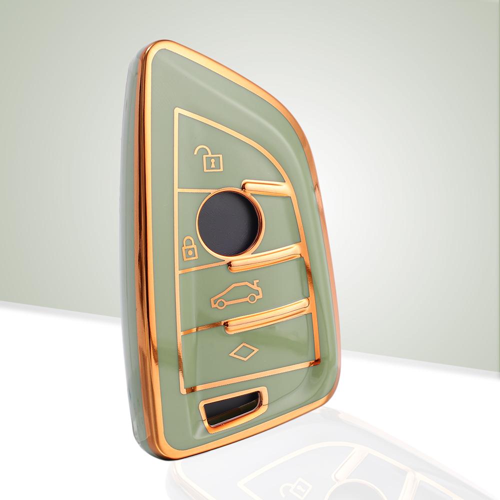 

Автомобильный чехол для дистанционного ключа с золотой рамкой, дизайн, автомобильные ключи, корпус из ТПУ, 4-кнопочный брелок для BMW A серии B, аксессуары