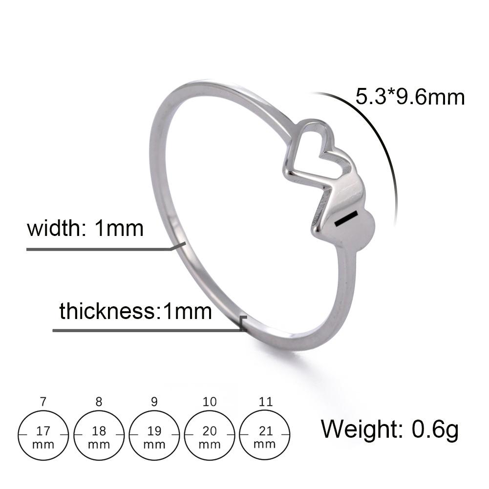 Fashion Stainless Steel A-Z 26 Letters Rings Double Heart Hollow Women Ring For Women Charm Wedding Finger Jewelry Gift
