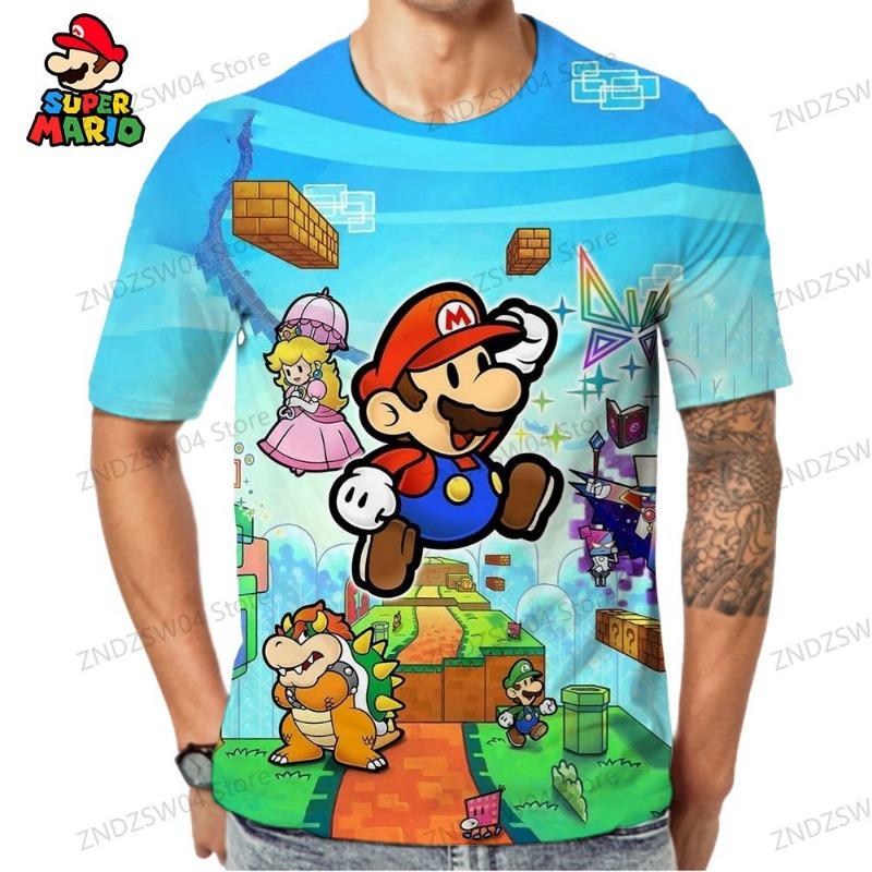 Parent-child Wear Quick Dry Men's Children's T-Shirt Mens Clothes Super Mario T-shirts 2024 110-6XL Y2k Short Sleeve 3D Print
