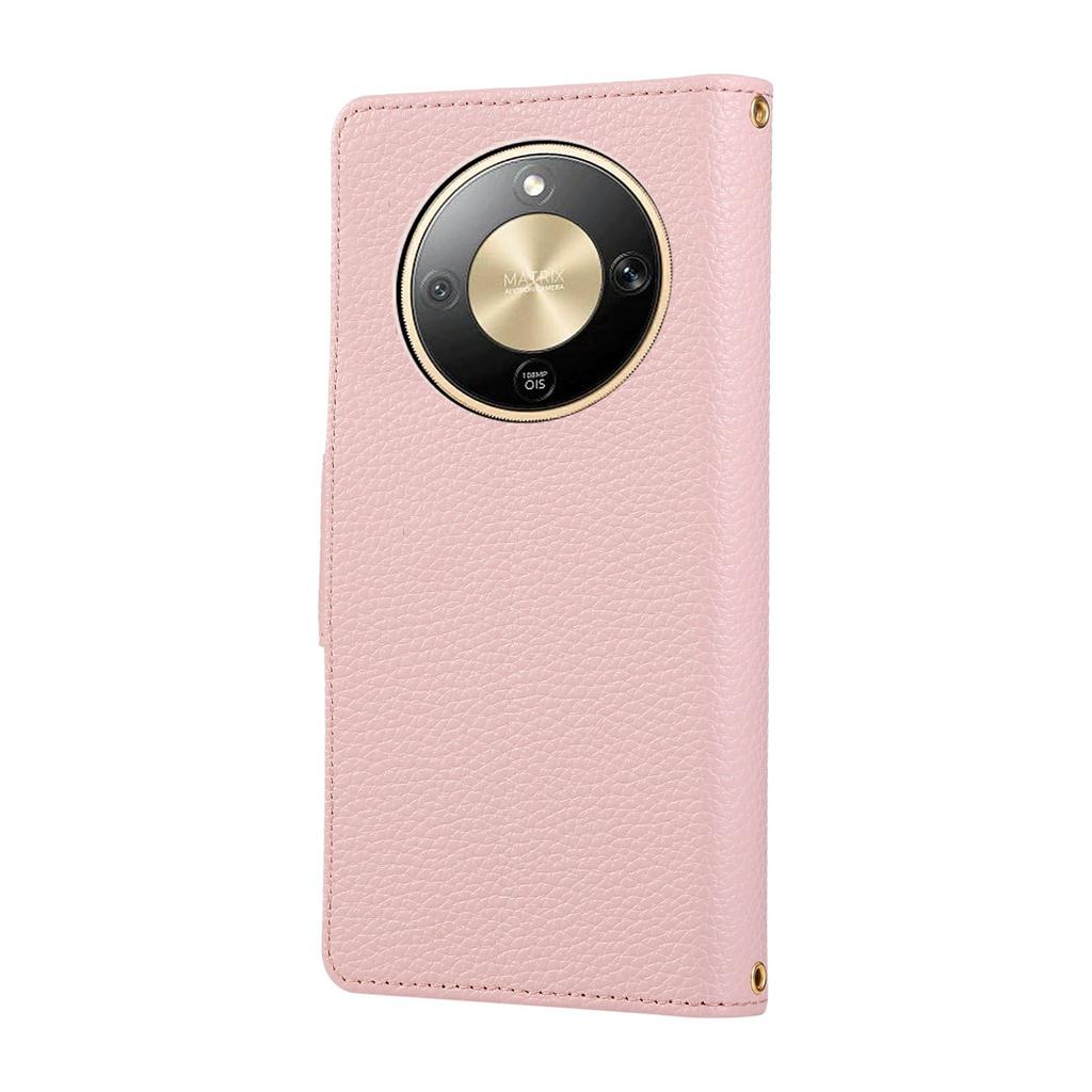 Phone Case For Honor Magic8 Lite 5G / X9d 5G / X70 5G Zipper Wallet Leather Phone Cover with Wrist Strap