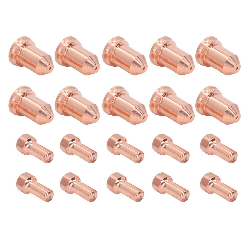 20Pcs Plasma Cutting Torch Nozzles Electrodes Brass Strong High Temperature Resistant Nozzles Electrodes Set for PTM 80
