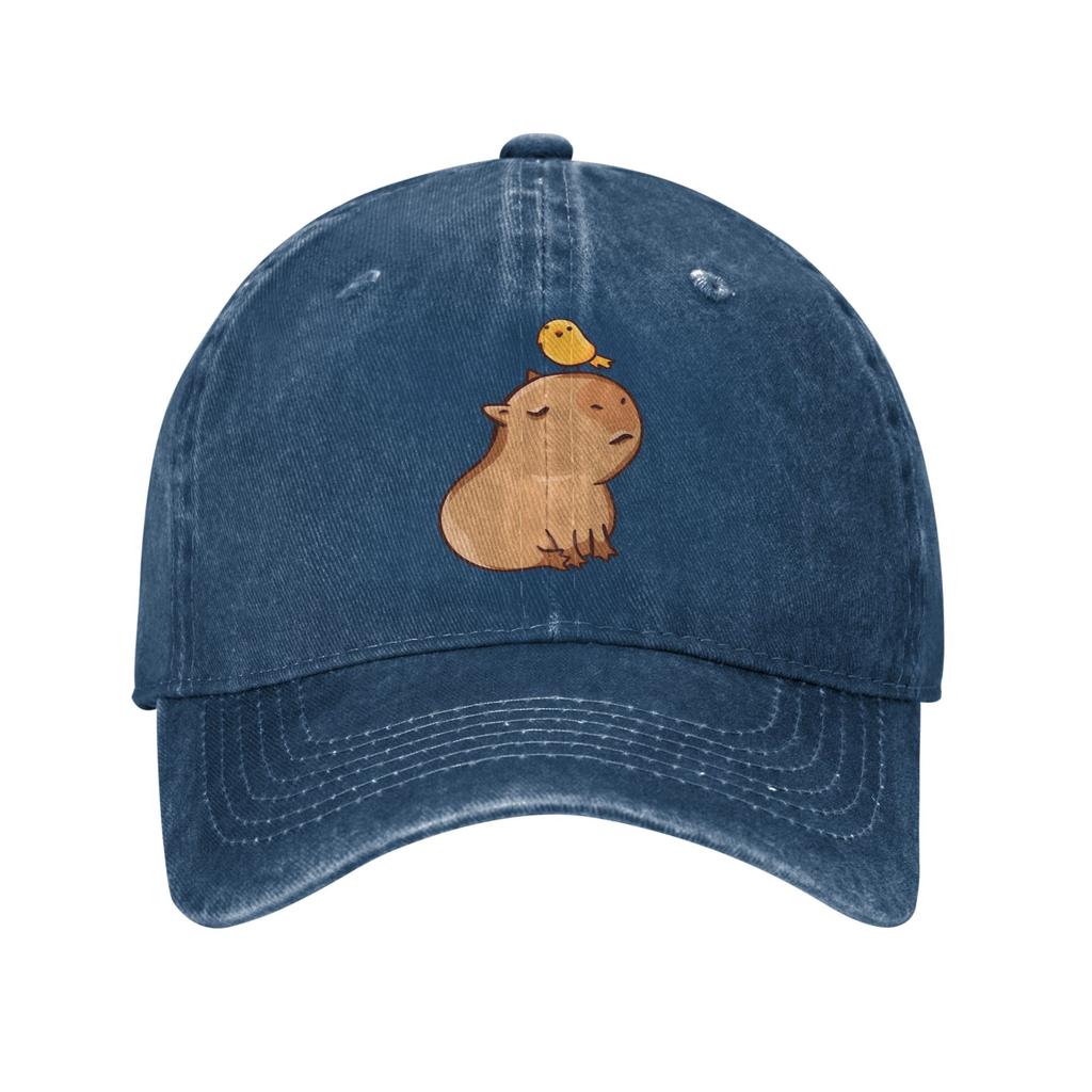 Capybara with Bird Unisex Baseball Caps Distressed Denim Washed Hats Cap Retro Outdoor Running Golf Adjustable Sun Cap