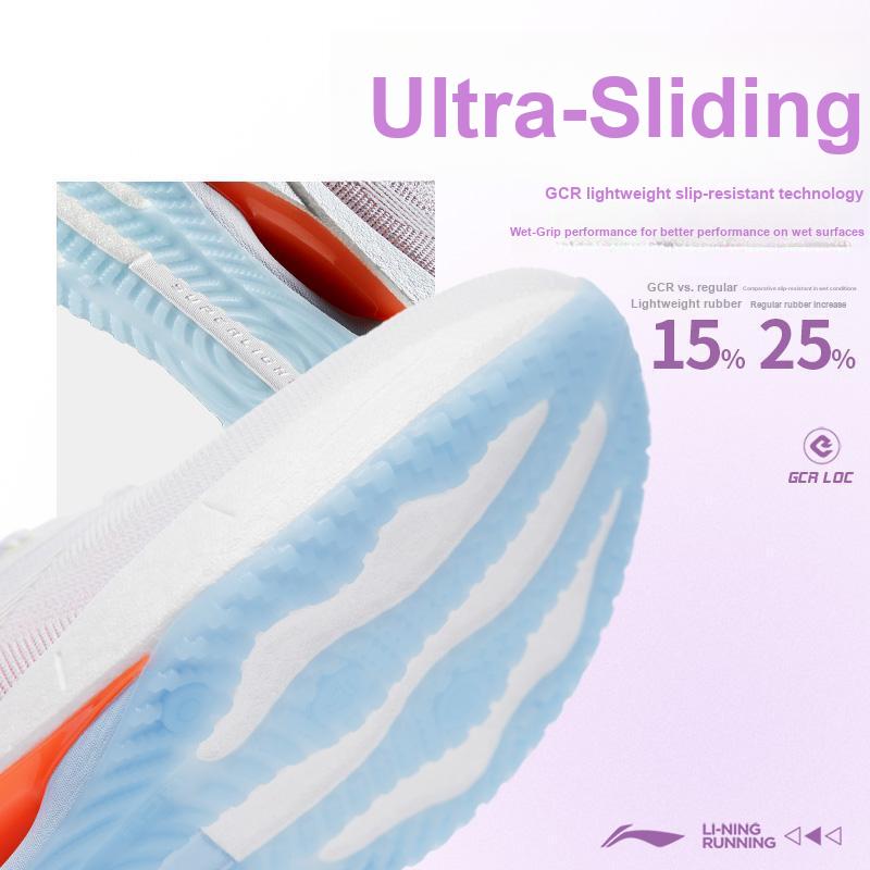 New LiNing Super Light 21 Cushioning Anti Slip Wear Resistant Breathability Low Top Running Shoes Women's White Orange ARBU002-1