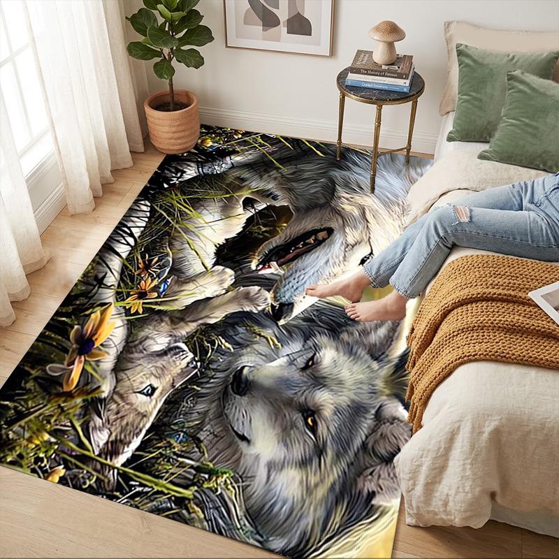 Wolf Family Living Room Nonslip Area Rug Soft Carpet For Bedroom Game Playroom Sofa Office Home Decor Doormat Christmas Gift C9301798