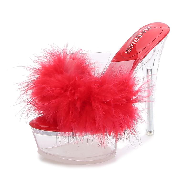 Heel Shoes Thin Heel Waterproof Platform Slippers Transparent Crystal Sandals Wedding Shoes Dress Banquet Elegant Fashion Summer