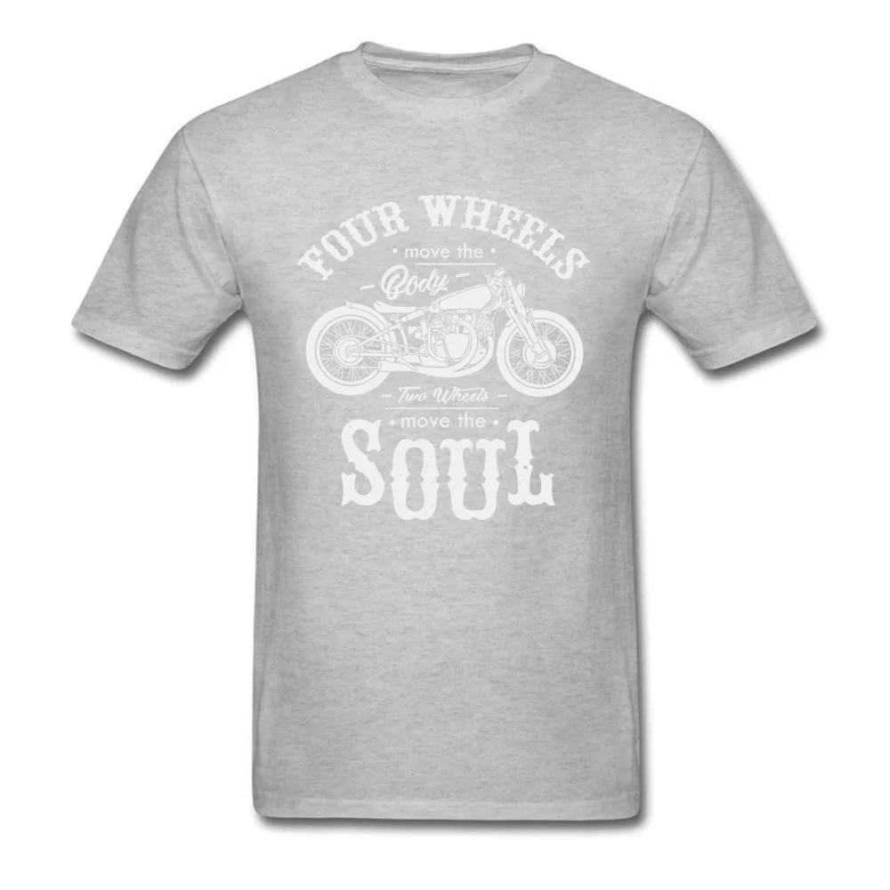 Vintage Motobike Rider Cycle Male Tops & Tees Motorcycle Tshirt Black Four Wheel Move The Body Two Wheels Move The Soul
