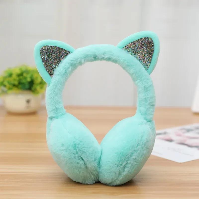 Bellissimi scalda orecchie invernali caldi per gatti, con orecchie glitterate, paraorecchie in peluche per donne, paraorecchie giocosi, protezione dal freddo, caldo e caldo