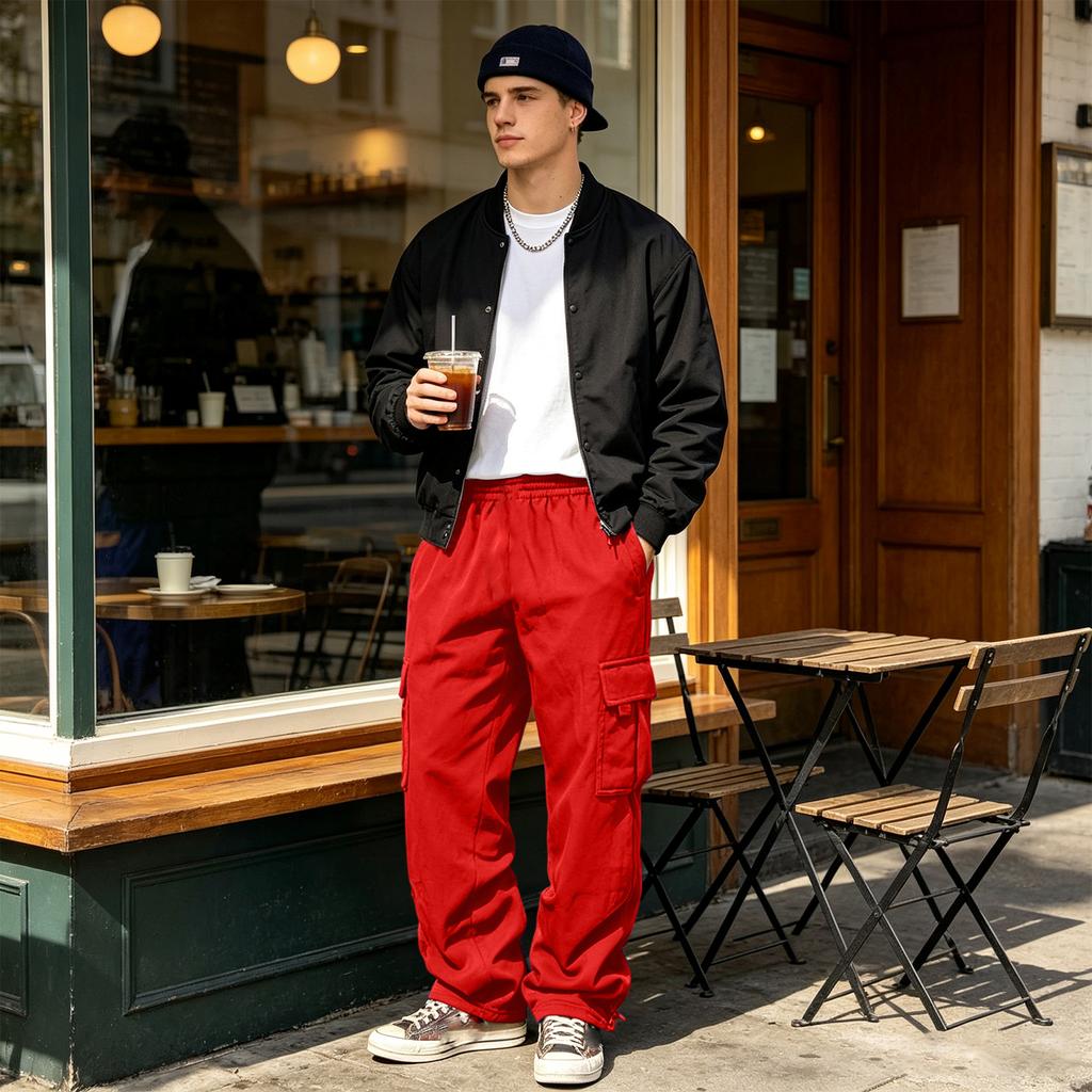 Men's Loose Fit Cargo Pants with Multiple Pockets Work Trousers for Casual Daily Wear