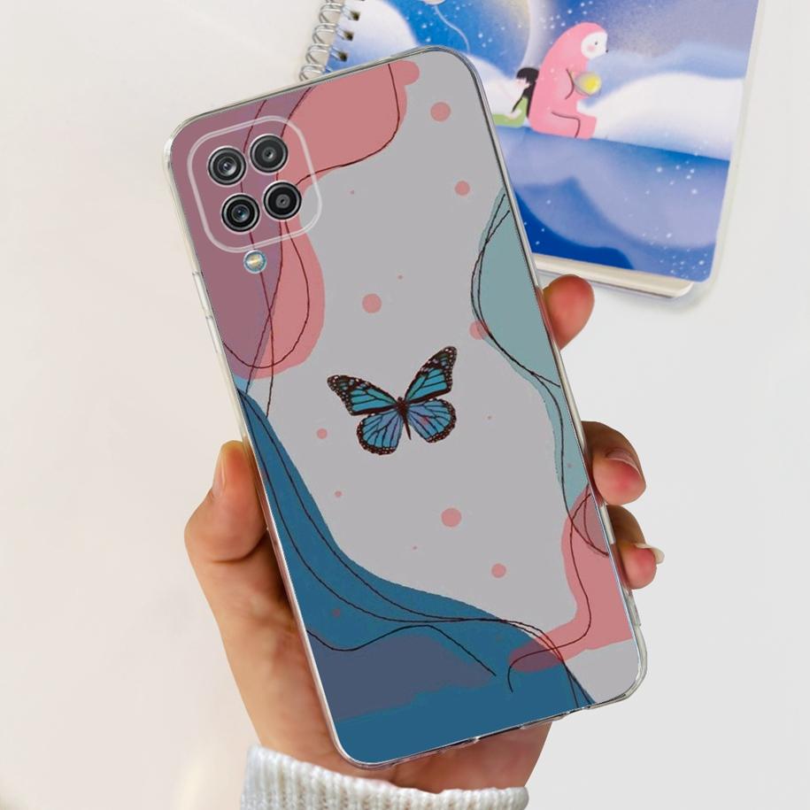 For Samsung Galaxy A12 Case Transparent Cover Fashion Flower Slim Soft TPU Phone Case For Samsung A12 SM-A125F M12 F12 A 12 Capa