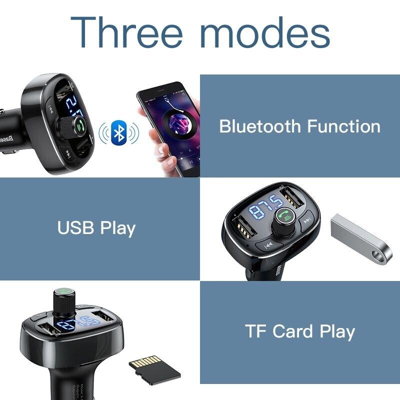 Bluetooth FM Transmitter Hands-free Car Kit 3.4A Dual USB MP3 Audio Player Car Charger FM Modulator