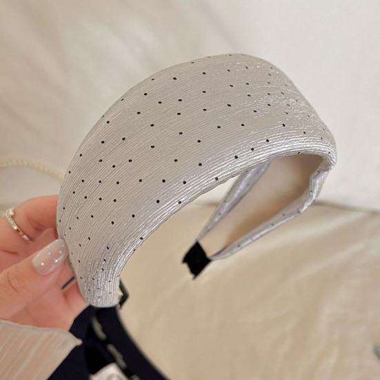 Cerchietto per Capelli da Donna, Fascia Satinata Allargata e Curva con Design a Pois, Vestibilità Comoda per Assottigliare il Viso, Fascia per Capelli per Uso Quotidiano
