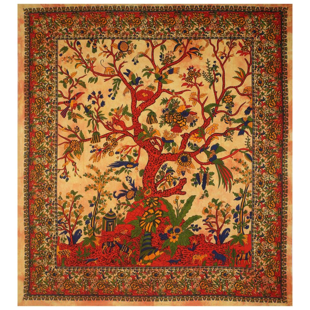 

Bless International Красивые индийские богемные психоделические хиппи-панели для штор в стиле Древо жизни для спальни, гостиной, балкона (Желтый Оранжевый) 25 W x 74 L (Pack of 2)