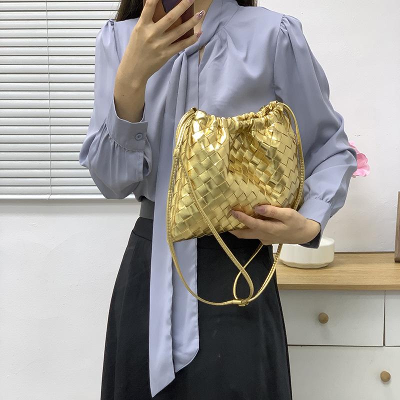 Cowhide Women's Bag Woven Dumpling Bag Genuine Leather Underarm Bag Cloud Bag Fashion All-in-one Crossbody Bag