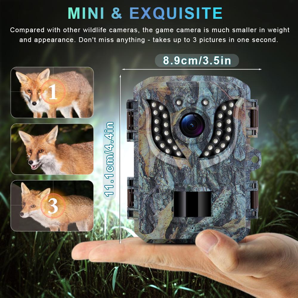Mini Hunting Camera 4K 16MP with 2" TFT Screen IBEAFILLY , Night Vision, 940nm IR LED