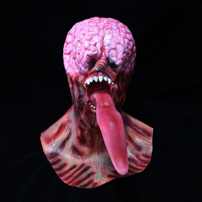 Latex Zombie Mask With Long Tongue For Halloween Cosplay Party Costume Accessory