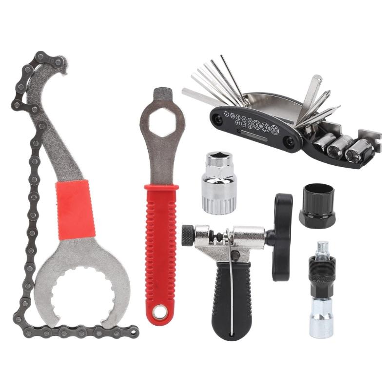 Road Bike Repair Tool Kits with Flywheel Remover Wrenchs Chain Breaker Cycling Multitool Bicycles Maintenance Tool 1