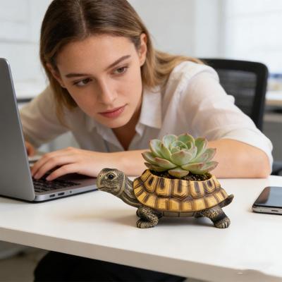 Turtle Planter Cute Animal Decor Plant Pot Garden Planter for Flowers Succulents Cactus Indoor Home Office Bedroom Living Room