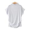 Plus Size Women's Solid Batwing Sleeve T-Shirt - Half-High Collar, Loose Fit, Polyester-Cotton Blend, Short-Sleeve