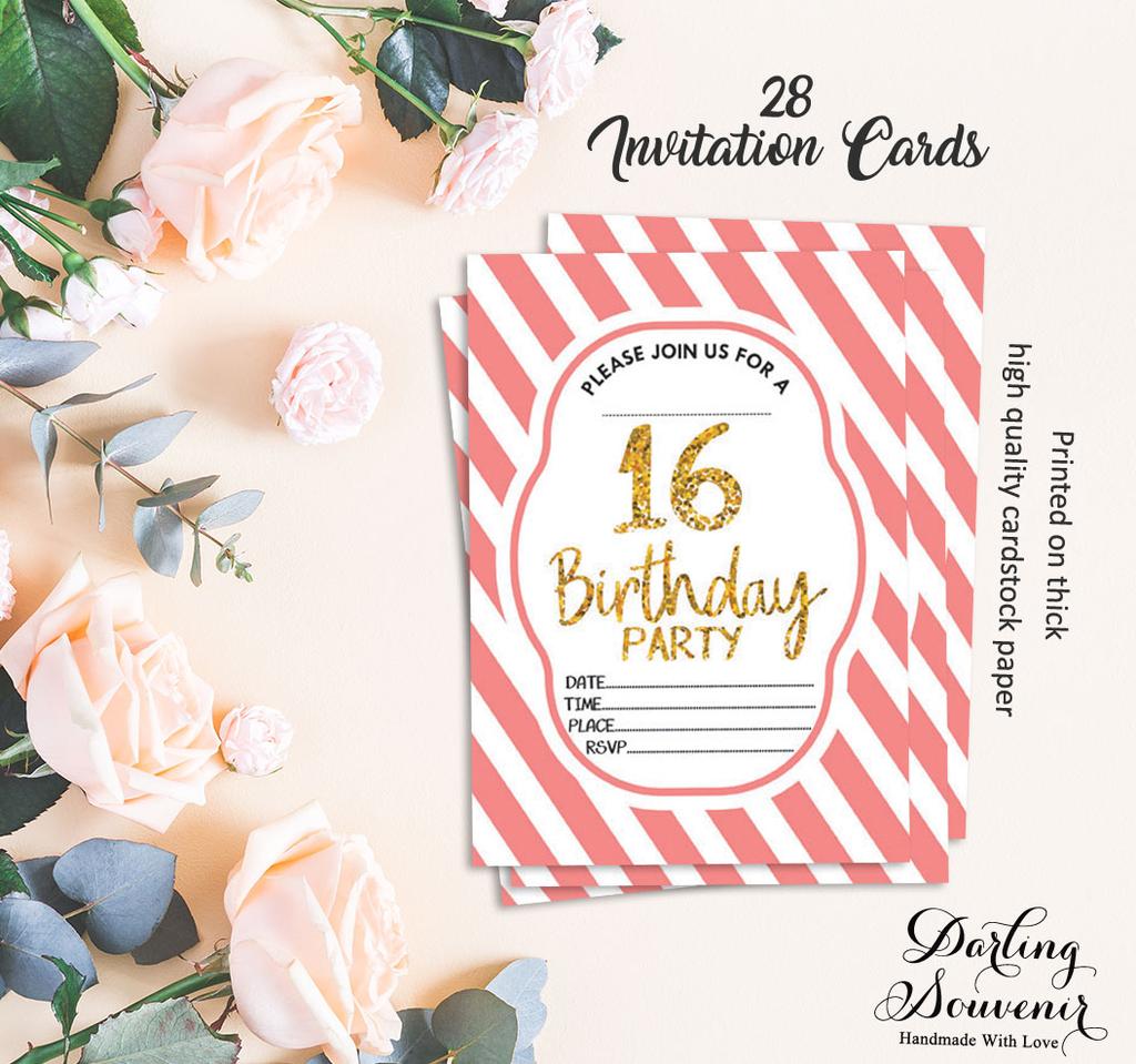 Darling Souvenir Weiße Geburtstagseinladungskarte 28 Stück Füllen oder Beschreiben Blanko Einladungen Druckbare Partyzubehör 5 x 7