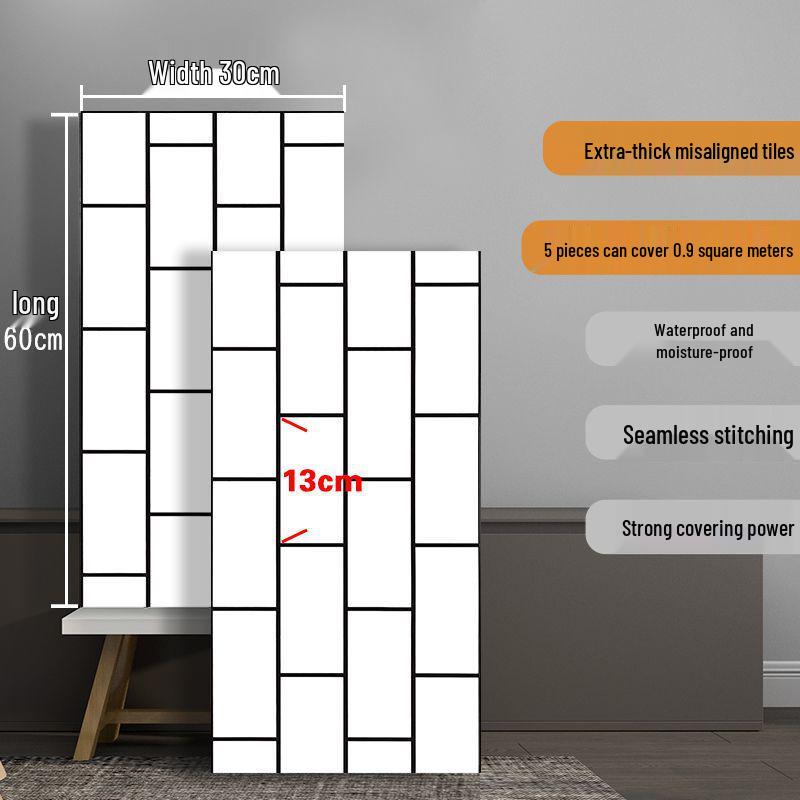 

Скандинавский стиль Черно-белая плитка в клетку Самоклеящаяся наклейка на стену для декора магазина молочного чая и закусок. 60cm x 30cm per piece