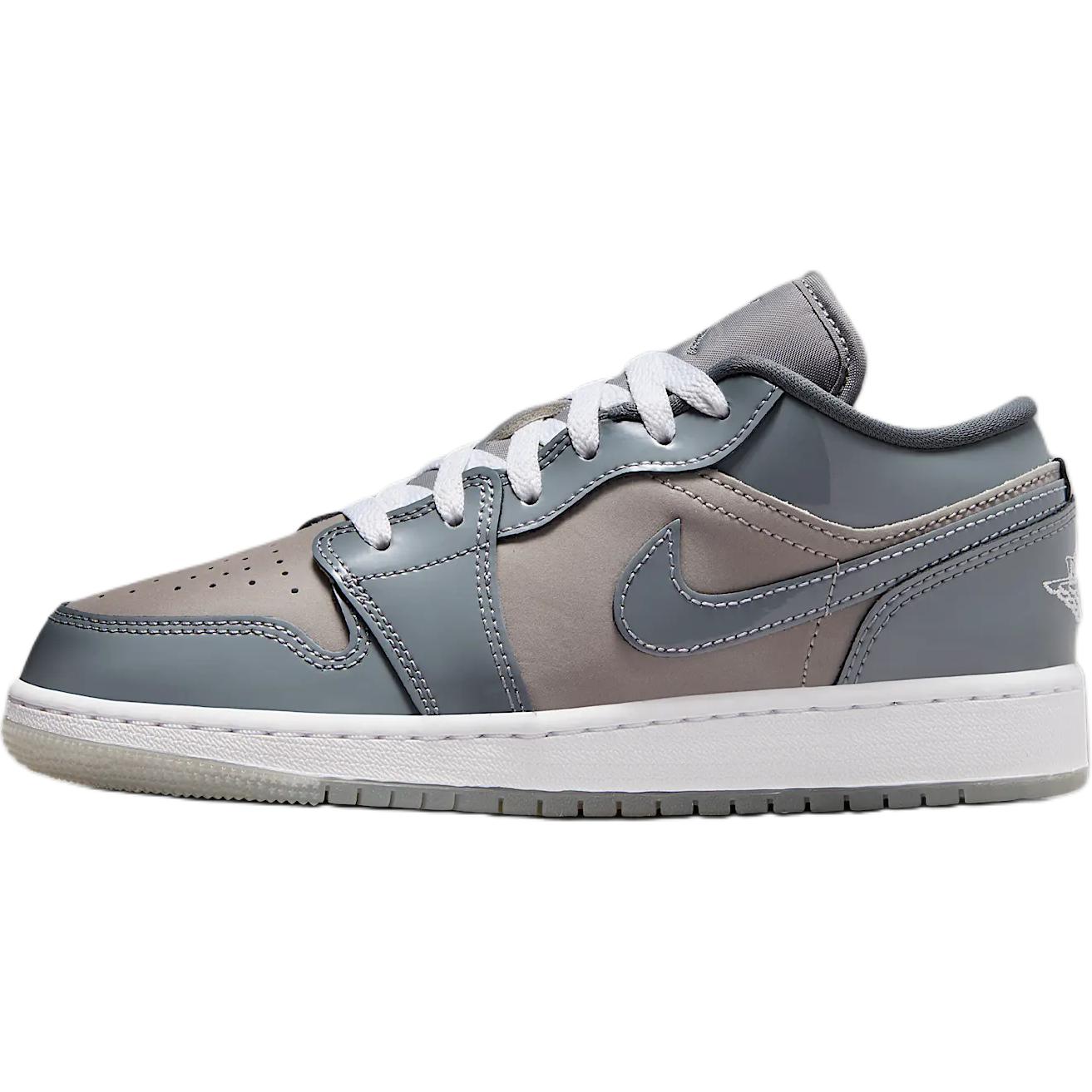 Air Jordan 1 Low GS Патентный Крутой Серый Детские Кроссовки Средне-Серый Белый HF3188-011 37.5