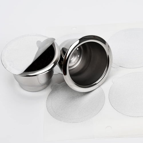 Jufjsfy Reusable Coffee Pods, Refillable Stainless Steel Coffee Capsules with Lids, Fits Nespresso Coffee Machines