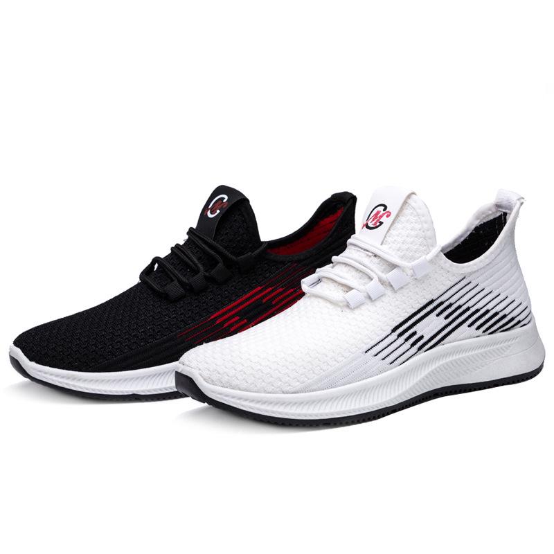 2025 spring fashion sports shoes Korean version of casual sports running shoes men's flying woven shoes breathable mesh trendy shoes