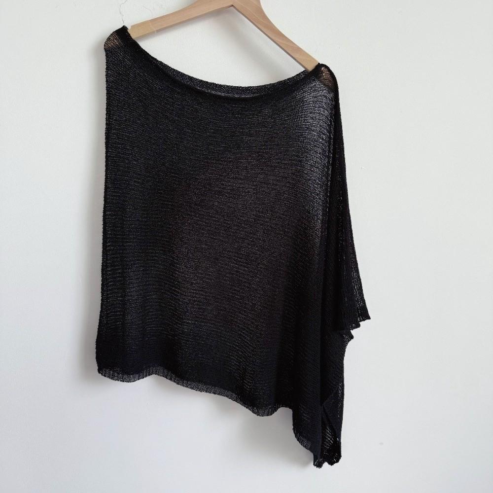 Summer Drop Shoulder Crochet Poncho Sweater Irregular Multi-wear Beach Cover Up Sheer Knitted Cover-ups Vacation Outfits