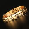 Magnetic Titanium Steel Bracelet With Cubic Zirconia Men Geometric Style Stainless Energy Jewelry