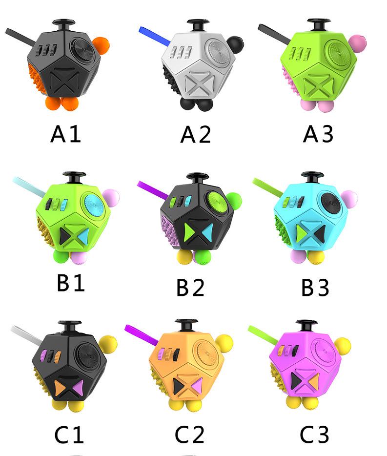 Fidget Cube EDC Jucării Antistres pentru Reducerea Anxietății Jucărie Senzorială Antistres Cub Fidget pentru Copii Adulți Autism ADHD Concentrare 12 Fețe