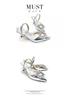2023 Summer Rhinestone Stiletto Heels: Pointed Toe, Slip-on, Square Buckle, Closed-toe Sandals