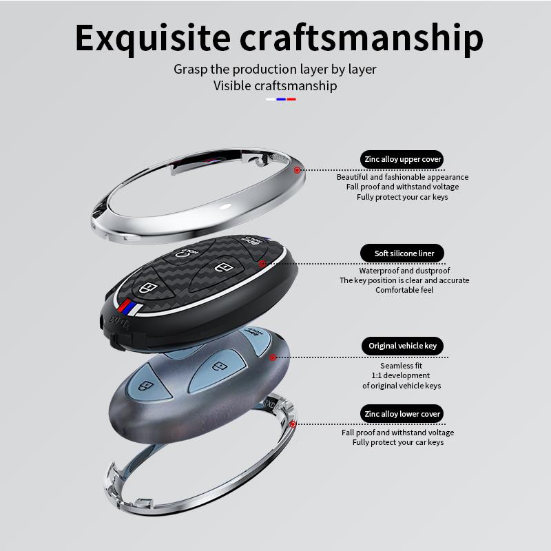 5 7 Buttons Zinc Alloy + Silicone Car Key Case Cover For Hyundai Kona Ev Grandeur GN7 IONIQ 6 2025 2025 Remote Key Protect Shell