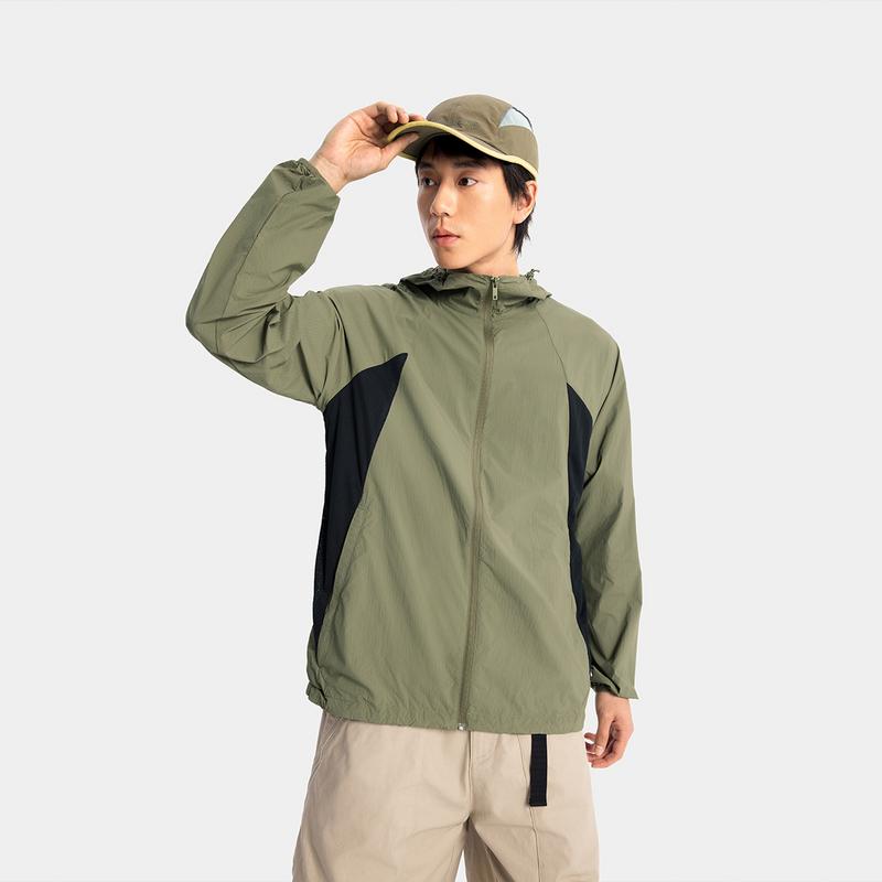 Li Ning Super Light Waterproof Sun Protection Clothing Trench Coat Men's Tea Green AFDV371-5