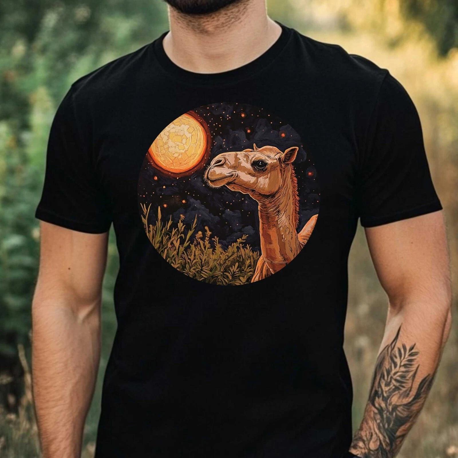 T-Shirt Herren Kamel im Mondlicht Motiv Baumwolle Größe XS bis 5XL L