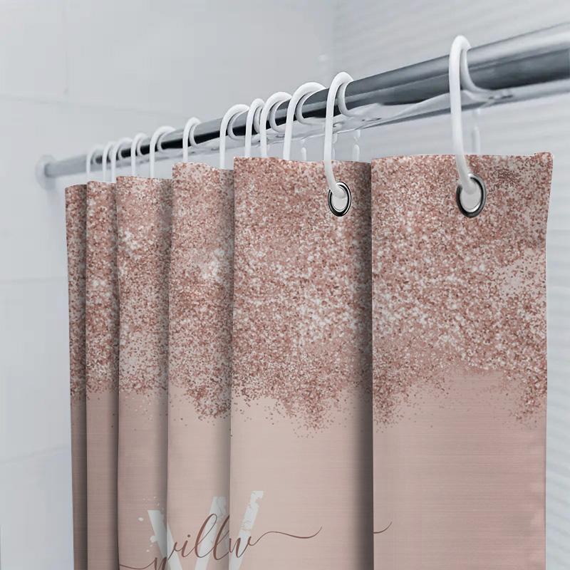 Custom Personalized Shower Curtain with Glitter Design for Bath Decor Modern Bathroom Accessories for Her Gift Idea