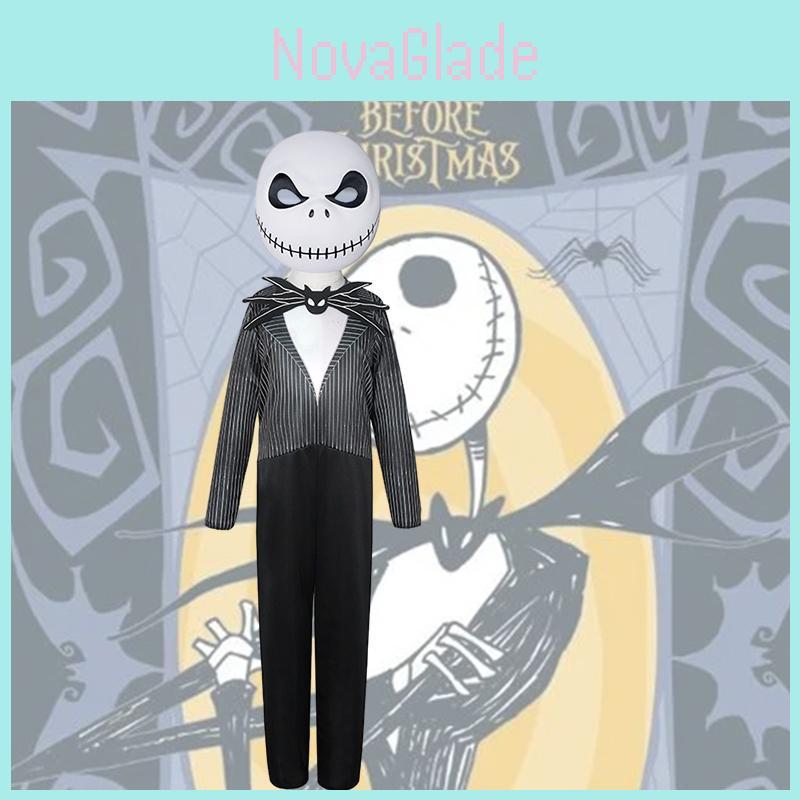 Jack Skellington Cosplay Kostüm Halloween Party Outfit für Jungen