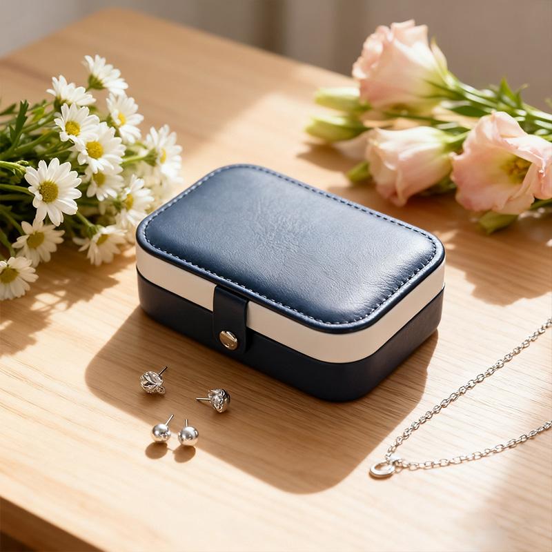 Boîte Organisateur de Bijoux de Voyage Portable en Cuir PU Étui de Rangement Boucle d'Oreille Bague Collier Étui de Rangement pour Bijoux Présentoir Femme