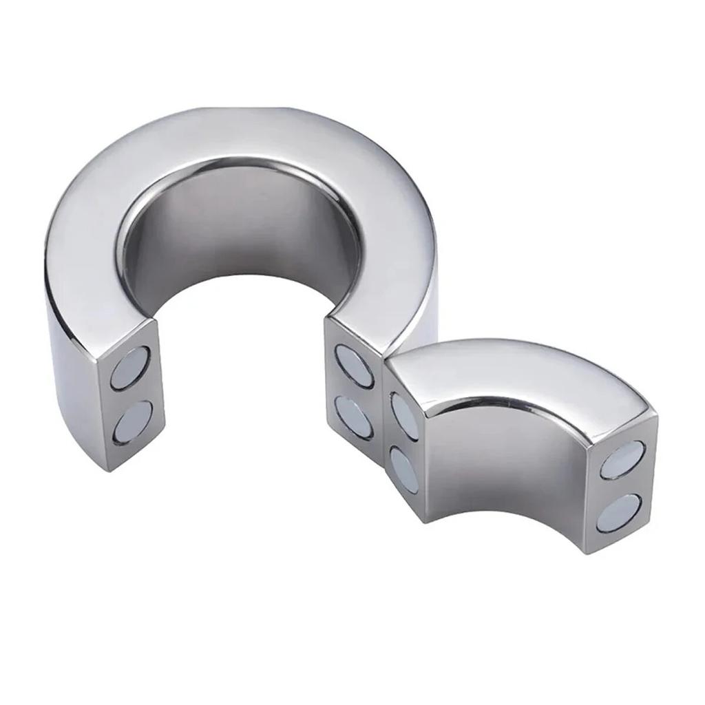 Penis Ring Magnetic Lock Metal Scrotum Pendant Ball Stretcher Testis Weight Cock Ring Penis Restraint Stainless Sex Toys for Men