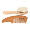 Baby Hair Brush and Comb Set Soft Wool Bristles Beech Wood Handle Infant Hair Brush Comb Set