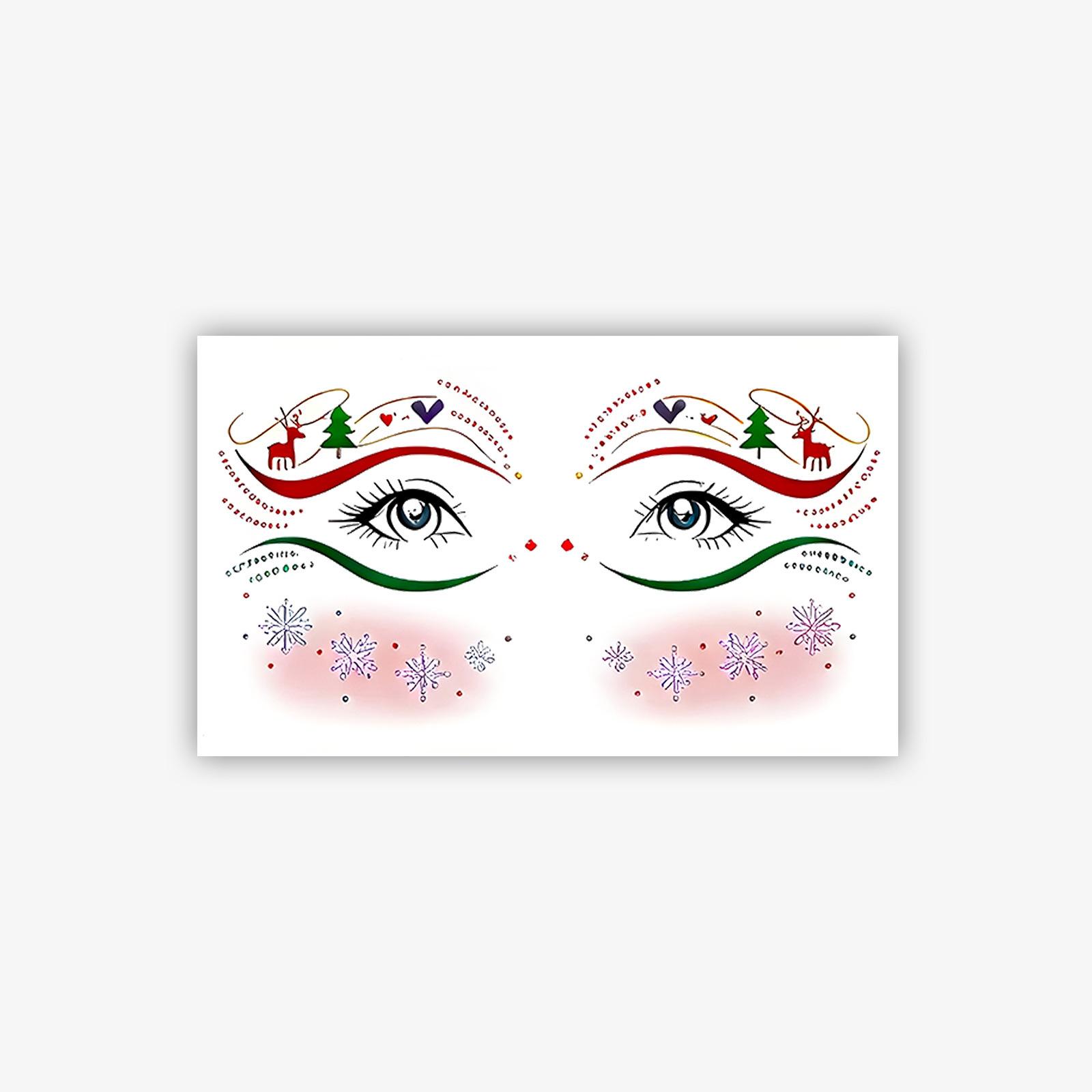 

Christmas Tattoo Stickers Cute Cartoon Lines Snowflake Blush Festive Events Tattoo Stickers 15*9