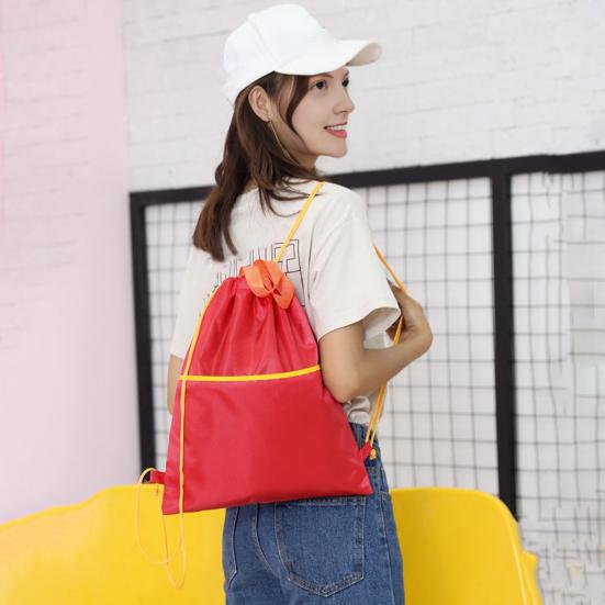 Gym Backpack Waterproof Drawstring Storage Bag with Shoulder Strings Large Capacity Sports Backpack for Travel Hiking Camping