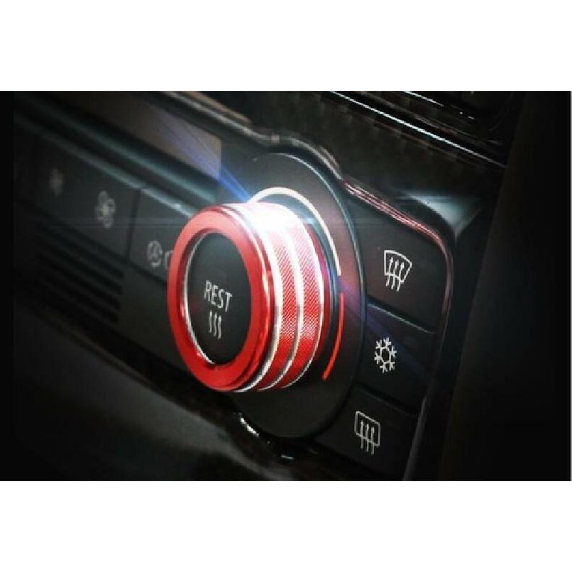 Fit For 2005-2012 BMW 3-Series E90 Red Aluminum Console AC Knob Ring Cover Decor