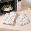 2Pcs Heat Resistant Oven Mitts and Pot Holders Cotton Linen Heat Resistant Gloves  Kitchen Cooking