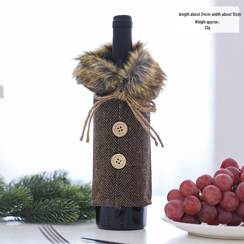 Cross-Border Christmas Wine Bottle Gown - Festive Red Wine Cover for Home Dining Table Decor.